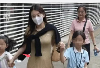 38岁方媛被偶遇：挺着8个月孕肚送孩子，两个女儿一左一右很可爱
