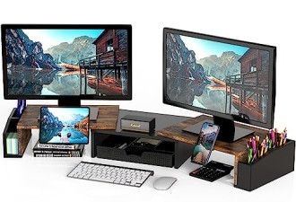 8.5 折, Dual Monitor架子，可调节的长度和角度,带抽屉