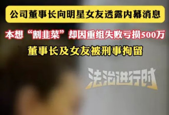 董事长向明星女友透露内幕消息，本想“割韭菜”却...