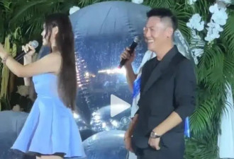 太丢人！邹市明夫妇参加婚宴，冉莹颖喝多上台吹瓶，拳王羞愧捂脸