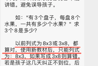 “3×8”还是“8×3”? 国内小学数学题引热议