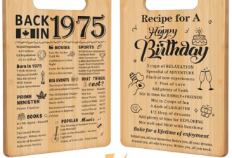 8.7 折, 回到1975年，生日快乐双面切割板,有食谱，50岁生日礼物