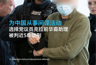 为中国从事间谍 德议员前华裔助理被判监近5年