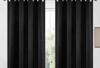 5.5 折， Joydeco 全黑窗帘，W52 x L63 Inch, 2 panels