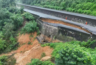 广西高速公路现2米深塌陷 封闭及时未有事故发生