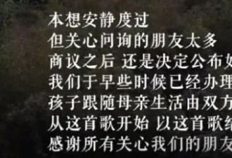 李亚鹏官宣离婚：孩子跟随母亲生活，由双方抚养