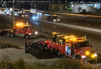 Brampton 32岁小哥开大货车，把400高架桥撞残了！