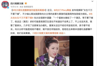向太透露富家女下嫁演员后闹离婚 被指暗示何超莲窦骁