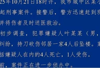 广西69岁老人砍人后坠亡 致4死1伤 原因竟是…