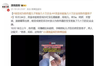 英皇老板杨受成为陈伟霆儿子准备几十万足金