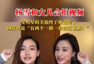 演员杨雪发布和女儿同框视频 网友：两个一模一样的江玉燕