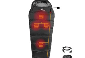 9.1 折, 加热睡袋 5 个加热区，使用 USB 5V/2A 电池