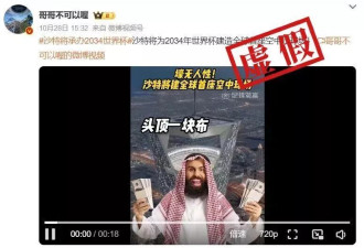 沙特建造的“空中足球场”画面流出？确有计划，但网传视频是AI