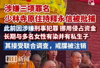 佛门CEO的堕落 少林寺原住持释永信被批捕涉三罪