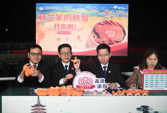 为了帮她还债，法官们直播卖螃蟹
