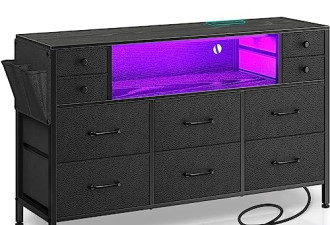 黑五8.3折，带电源插座和 LED 灯的 Rolanstar电视柜