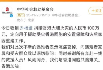 杨紫,易烊千玺,张艺兴,周深,华晨宇为香港捐100万