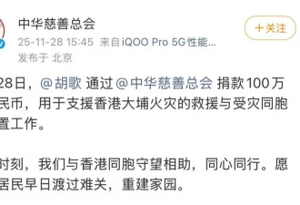 杨紫,易烊千玺,张艺兴,周深,华晨宇为香港捐100万