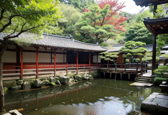 走进日本京都古寺庭院里的四季静谧风光体验