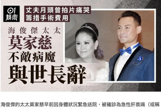 TVB艺人海俊杰太太离世，曾筹百万医药费换肝，夫妻结婚8年无子女