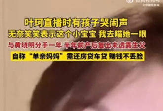 “单亲妈妈”叶珂直播中断哄娃引热议，网友....