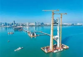厦金大桥厦门段主塔封顶，预留金门段接口