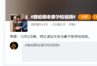 结婚1个月，鹿哈不再隐瞒，高调官宣当爸爸，妻子气质不输关晓彤