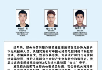 100名电诈犯罪在逃金主骨干人员被通缉，照片公布