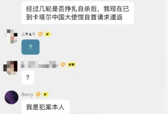 蓝战非案犯案人在卡塔尔自首？使馆工作人员回应