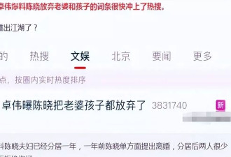 揭陈晓离婚内幕9个月，卓伟再爆离婚瓜