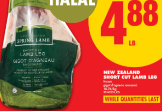 本周特价: 羊腿$4.88 牛肉$5.88 18颗鸡蛋$4.88 圣诞周礼卡8折