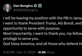 因爱泼斯坦档案，FBI二把手上任9个月宣布辞职