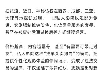 私人影院强推异性陪侍套餐:“有需要可带走过夜”