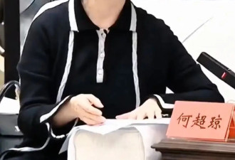 何超琼上电视了！穿黑色西装坐姿端正，手边放40w爱马仕也不扎眼