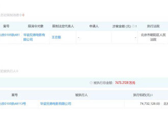 华谊兄弟及其创始人王忠军、王忠磊被限制高消费