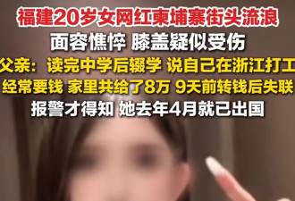 女网红在柬埔寨街头流浪，父亲：警方已受理此案