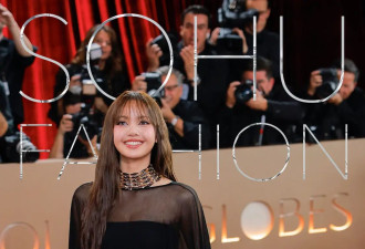 Lisa穿性感透视裙、影后茱莉亚罗伯茨深V长裙复古典雅···金球红毯是真华丽！