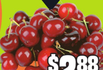 本周特价: 樱桃$2.88 草莓$1.99 包菜$0.49 10lb土豆$1.88
