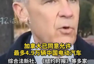 涉中国电动汽车，加拿大总理卡尼宣布大消息