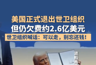 美国正式退出世卫组织，仍欠费2.6亿美元