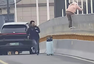 男子急刹飞奔救回跳桥女子 从停车到救人仅20秒