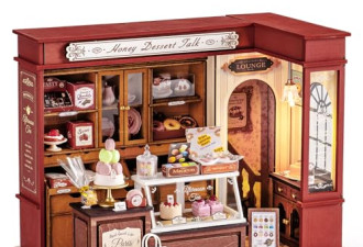 限时8.5折，Rolife DIY 娃娃屋微型房屋套件 1:18 复古法式甜品店