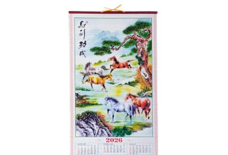 7折，2026 年农历新年日历，马年日历，30 英寸 x 12.5 英寸