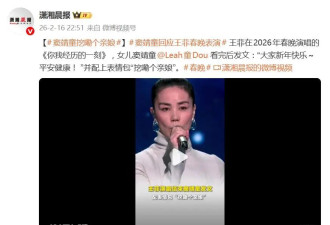 王菲央视春晚演唱结束后，女儿窦靖童发表情包“挖嘞个亲娘”