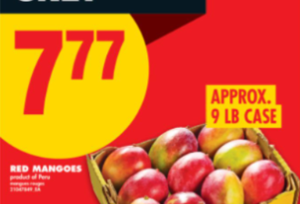 本周特价: 橙子$0.78 苹果$0.75 菠萝$2 牛眼肉$5.44 牛奶$5.17