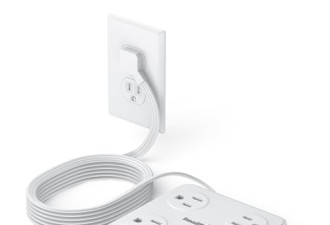 限时9折，细扁平延长线室内带 USB C、小型扁平插头电源棒
