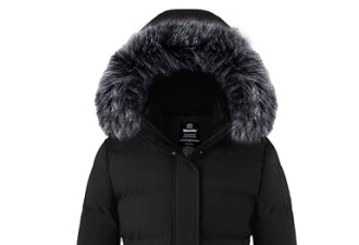 折后$79.99 的女式冬季绗缝加厚派克大衣保暖羽绒服黑色