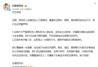 白鹿方针对恶性私生行为发布声明：绝不纵容任何越界，将加强安保措施