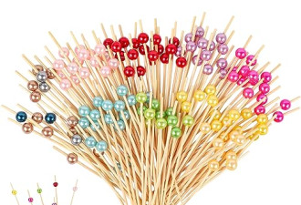 8.3折，200 件彩色鸡尾酒签、开胃菜花式牙签 4.7 英寸