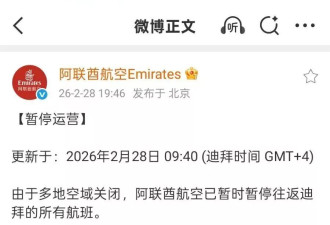 中东最大航空公司，罕见全线停航